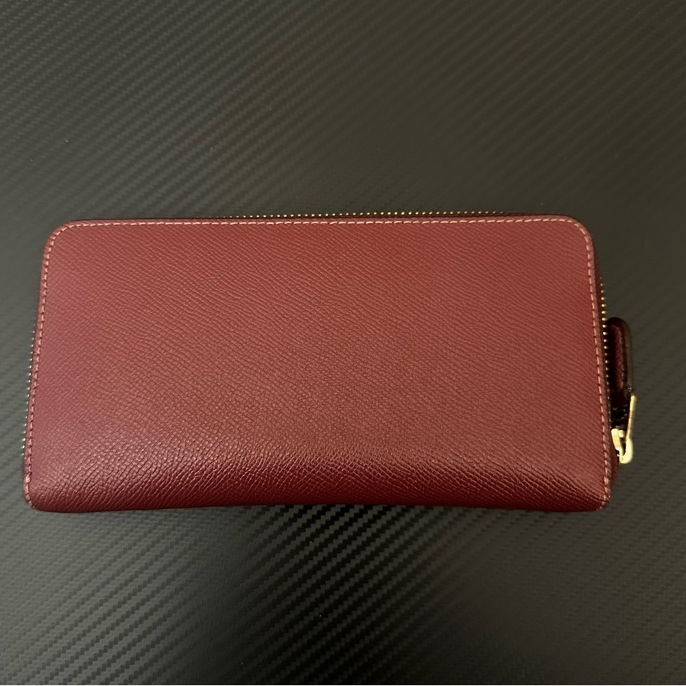 Coach Crossgrain Leather Accordion Zip Around Wallet F54007 Dark Red - Picture 2 of 5